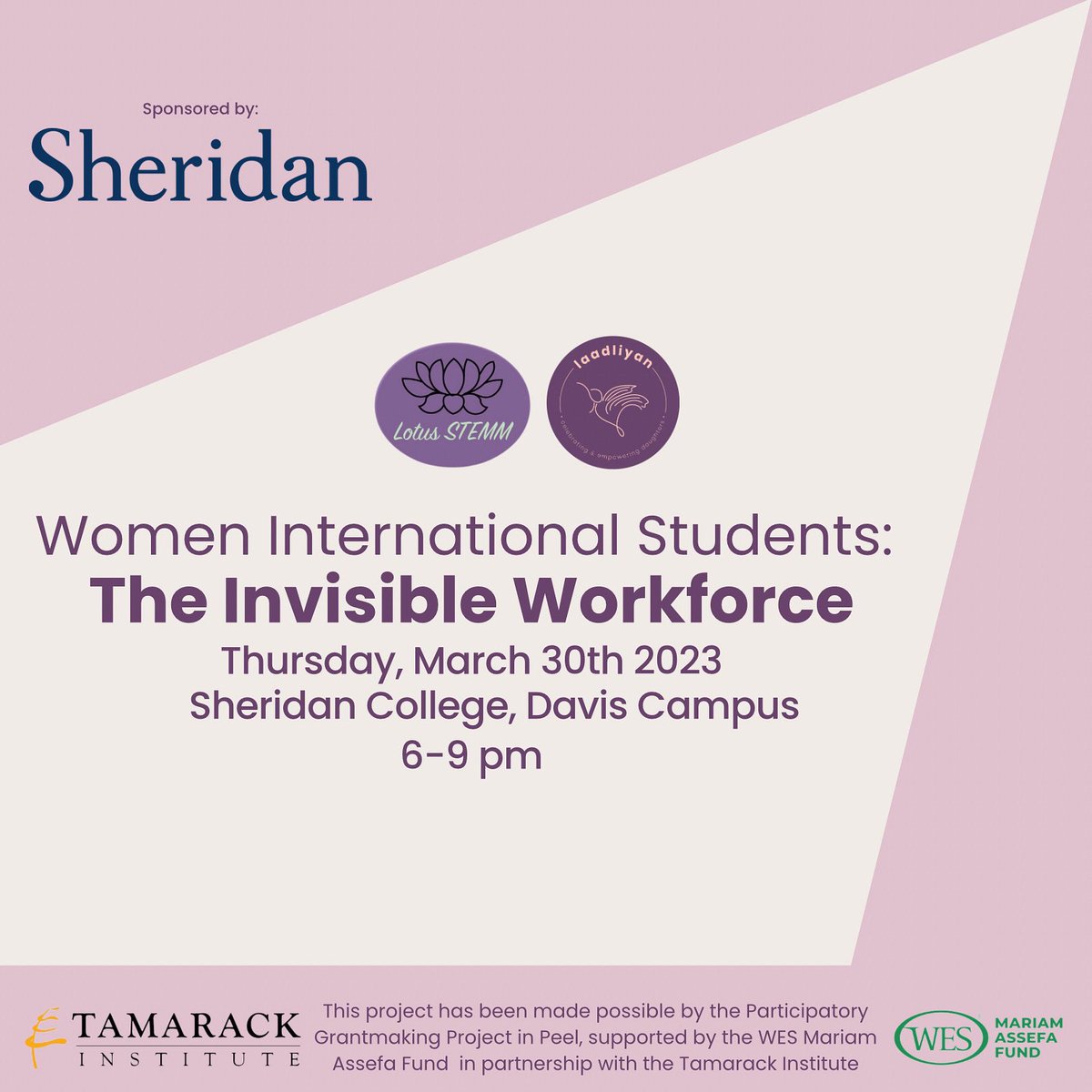 laadliyan's tweet photo. You’re invited to our event, Women International Students: The Invisible Workforce! This event will shed light on the employment-related exploitation faced by women international students in Peel.

Tickets are limited and food is provided!

Register here: https://t.co/X4SZx6ATZI https://t.co/y4Q2fs8XRi