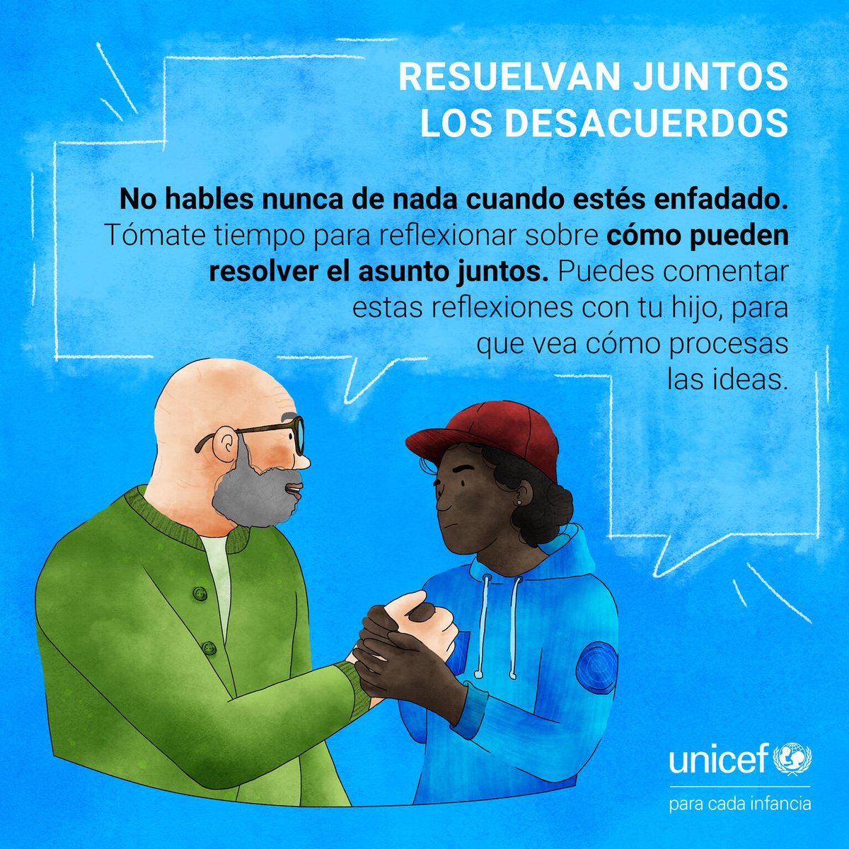 unicefvenezuela's tweet photo. ¿No sabes cómo acercarte y hablar con los y las adolescentes sobre su #SaludMental? 💙🧠

Sigue estos 4 consejos que te ayudarán a iniciar una conversación, saber cómo se sienten y demostrarles tu apoyo.

#EnMiMente
