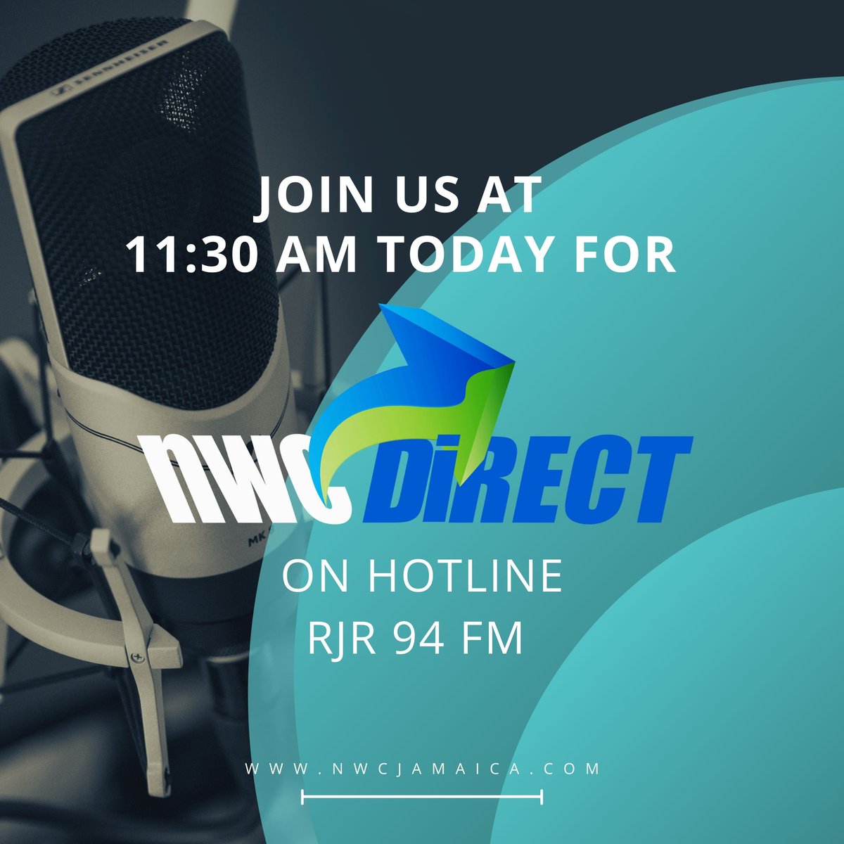 NWCjam's tweet photo. Join us at 11:30 am this morning on RJR 94 FM for #NWCDirect!
Get the latest updates on the current Water Supply in KSAT and other areas, hear what's happening in the Western Division and the Metering of customer's supply in KSA and Portmore Area #TuneInForMore https://t.co/ImBQafEiFZ