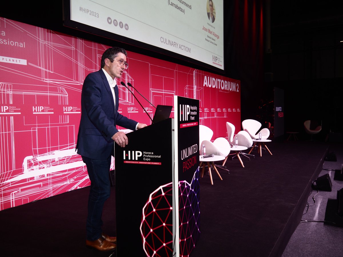 ⚡️ Joxe Mari Aizega director general de @bculinary da comienzo al #TallerCulinaryAction en @expohip adelantando que se 'compartirán reflexiones y contenido de alto valor' #HIP2023 con @gastroeconomy