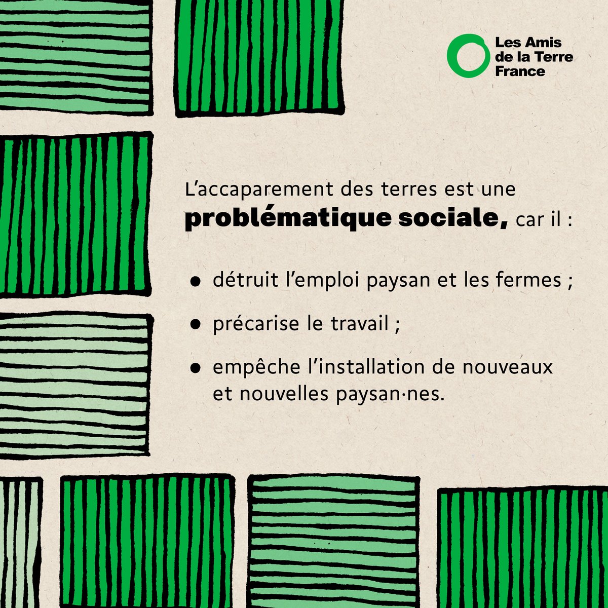 Socialter's tweet photo. ✊👩‍🌾Pas d’emploi paysan sans partage des terres !
❌Les fermes et les emplois paysans disparaissent au même rythme que grandissent les exploitations industrialisées accapareuses de terres. 

On dit STOP en signant la pétition des @amisdelaterre https://t.co/5H9VJ975bu 
#SIA23 https://t.co/IZw2AEaitm