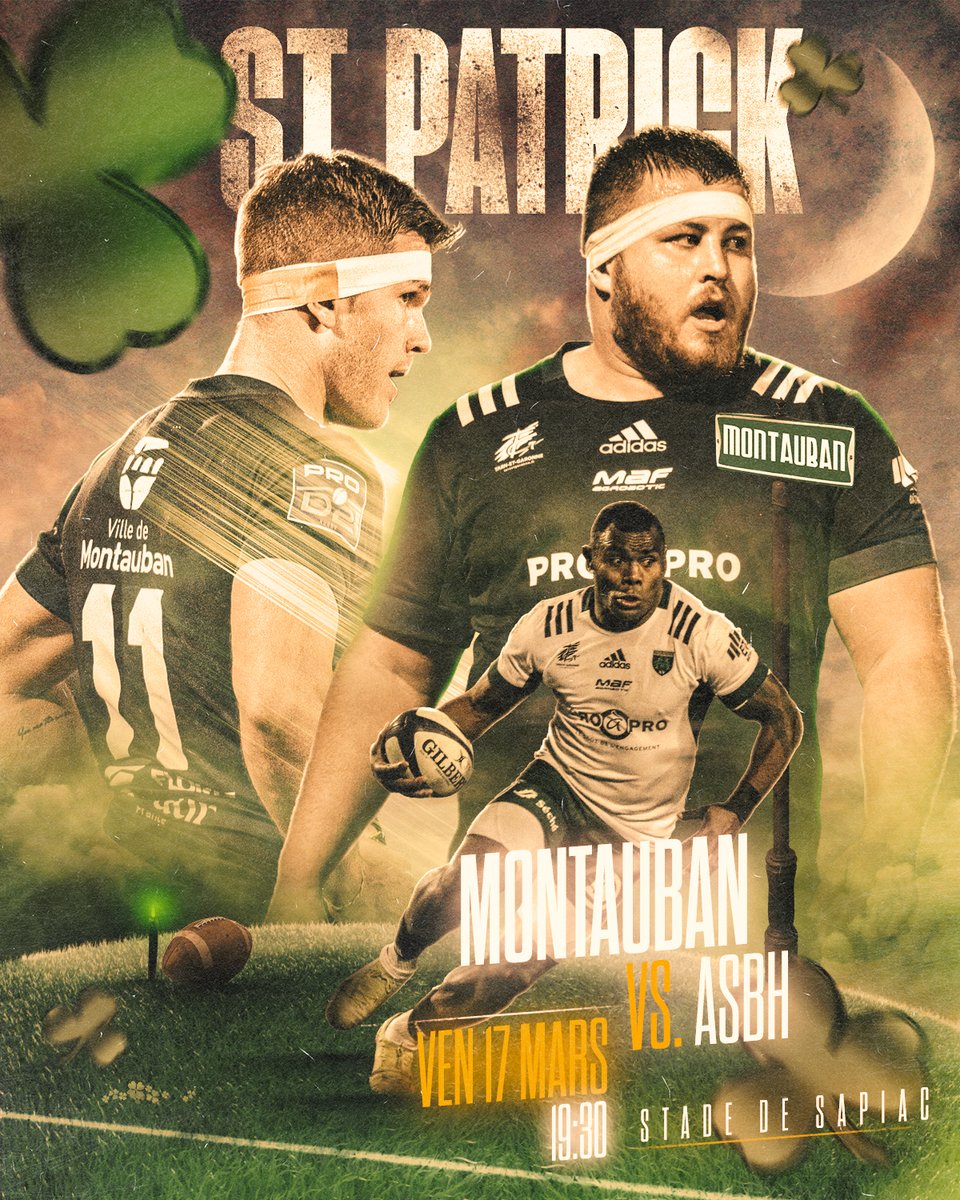 ☘️ 𝕃á 𝕗𝕙é𝕚𝕝𝕖 ℙá𝕕𝕣𝕒𝕚𝕘 𝕤𝕠𝕟𝕒 𝕕𝕙𝕒𝕠𝕚𝕓𝕙 ! ☘️

Venez fêter la St Patrick lors du match contre l'<a href="/ASBHOfficiel/">ASBH Officiel</a> le Vendredi 17 Mars 🟢⚪️💪

Animations au 🅟🅤🅑 avant et après le match! 🍻🇮🇪

Billetterie 🎟️
usmsapiac.fr/billetterie

#StPatrick #USMASBH