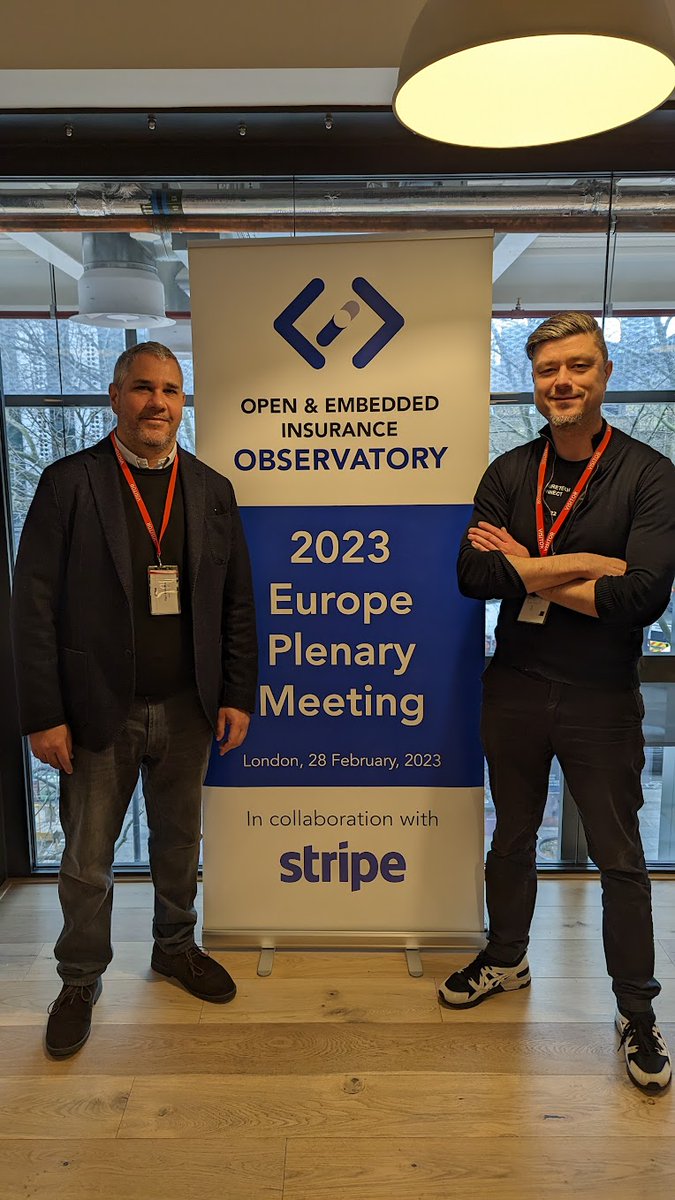 OtonomiPlatform's tweet image. The week after #insurtechWeek in #london.
Yann Barbarroux and @yuripoletto during the 2023 Europe plenary meeting of the Open &amp;amp; Embedded Insurance Observatory.

A fantastic event in the @stripe building in London.