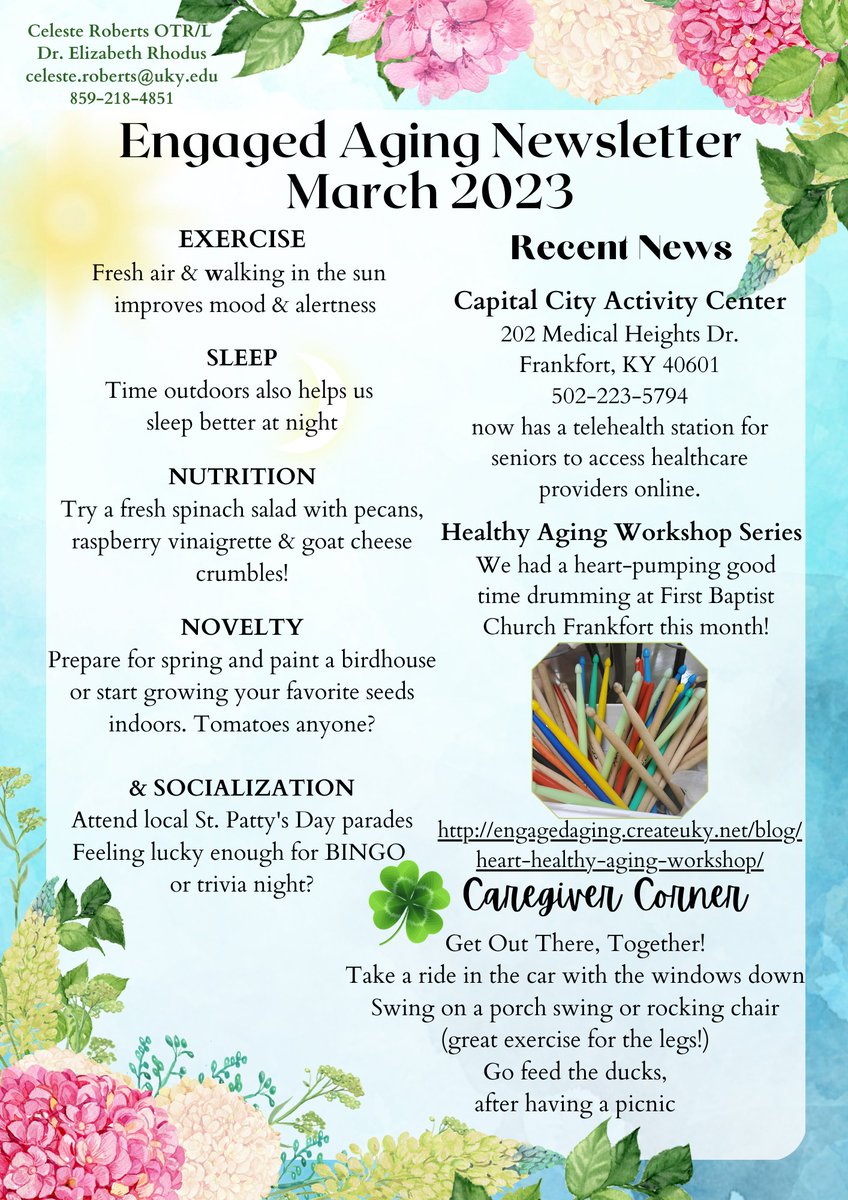 EngagedAgingLab's tweet photo. https://t.co/oeIoSTxkyL
Put a lil Spring in your step this March! @capcityactivity @UKSBCoA @CHET_UKY https://t.co/hqrqYtvQjQ