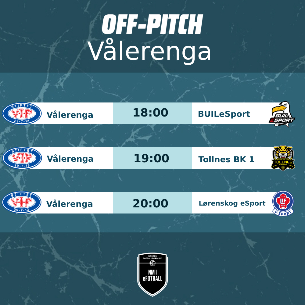 Gutta er klare for å representere <a href="/ValerengaOslo/">Vålerenga Fotball Elite</a> i 4. runde i NM!
Første kamp mot @BUILesport starter kl. 18:00.

Vi gleder oss!🔥🎮