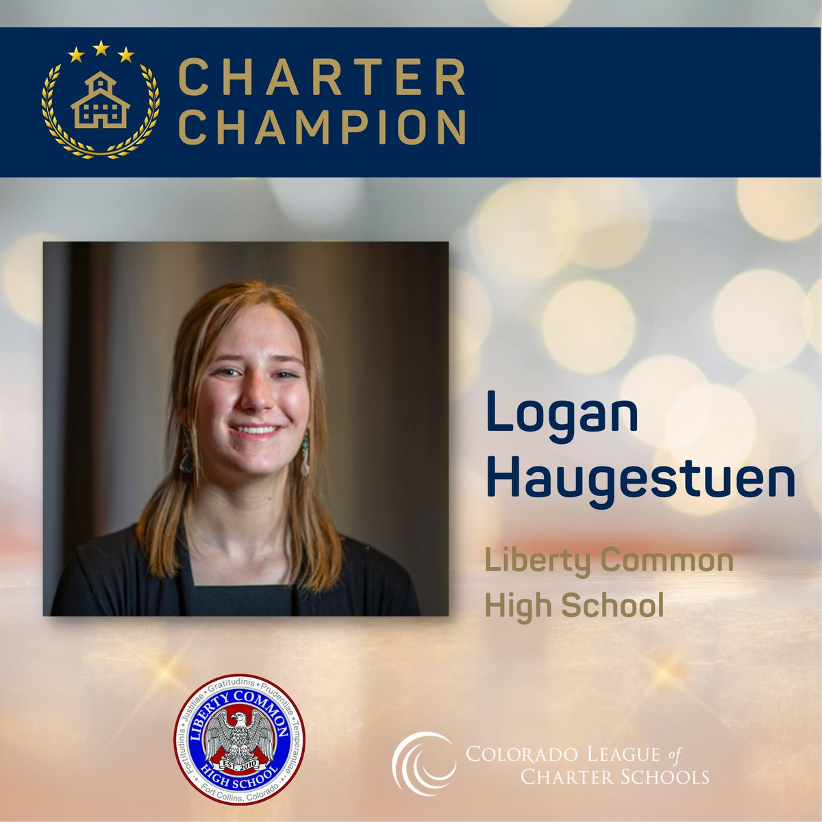 COCharterSchool's tweet photo. Finishing up her senior year at @LibertyCommon High School, Logan Haugestuen is well known for her intelligence, academic maturity, virtuous character and astonishing leadership ability. ๐โญ
#CharterChampion #colorado #education #GreatStudent #inspiration #CharterSchool https://t.co/Tamhi28ziQ