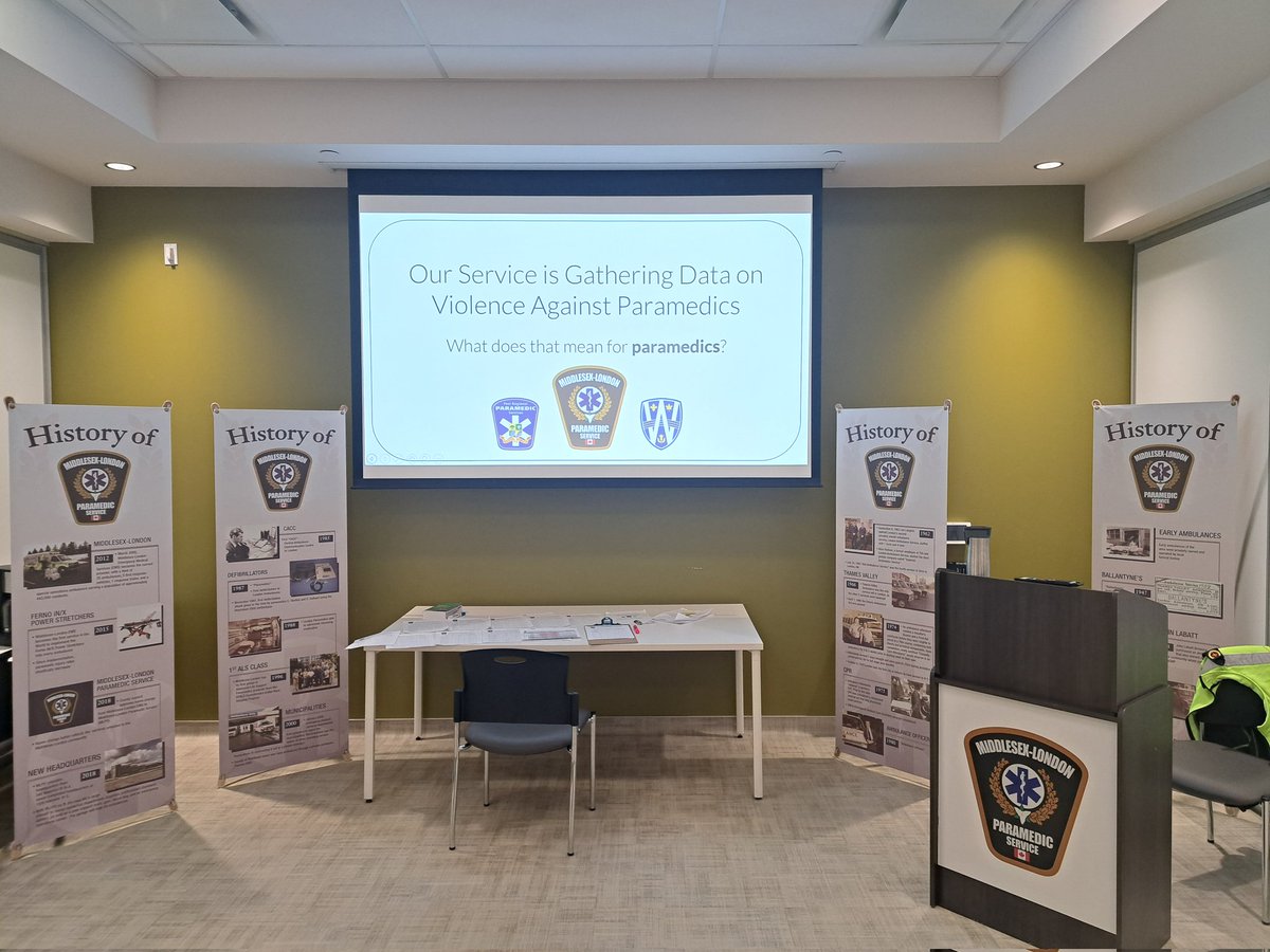 How many <a href="/MLPS911/">ML Paramedic Service</a> logos can you fit in one picture? 

I've been busy educating fellow co-workers on the external violence incident report, which we have finally implemented at MLPS! 

#ProtectParamedics
<a href="/Prof_Dewey/">Justin Mausz</a> <a href="/EDonnellyPhD/">Dr. Elizabeth Donnelly</a>