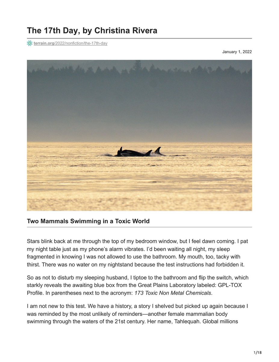 Christina Rivera Cogswell (@seekingsol) wins #JBAawards 2023 Nature Essay Award for “The 17th Day”. (Pub in <a href="/Terrainorg/">Terrain.org</a>)

Join us in NYC on April 3rd to celebrate. Link in bio. #NatureWriting #Essays #Tahlequah #orca