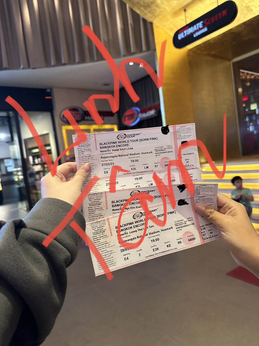 LinhTam30's tweet photo. Blackpink Encore ThaiLand
💢27th May:
Row LM- E2L (2 tickets)
Row BT- B5
Row BQ- B6
Row BR- B6
💢 28th May:
Row KG- E2K (2 tickets)
Row BR- B5
#wts #BLACKPINK_WORLDTOUR #BLACKPINKEncoreinBangkok https://t.co/UYc5GDe63p