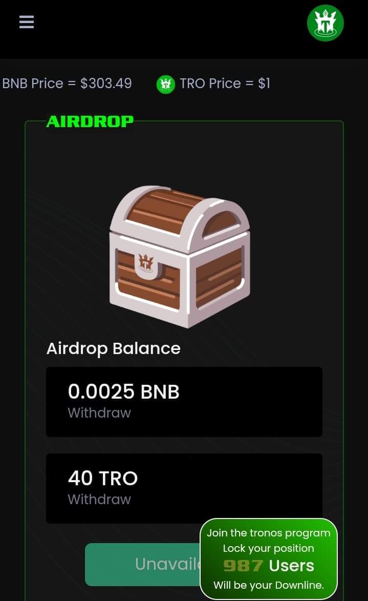 hasol_abret's tweet image. End 9 maret 
🪂 Airdrop : Tronos 
🎁 Reward : Claimed Box
🏃‍♂ Join Airdrop : tronos.io/register/hasol…
⏱ Register With Email &amp;amp; Verification Email 
⌚ Click Menu Airdrop &amp;amp; Complete Task Go Claim 
☕ Done 🫖
#Airdrop #TRO #tronos