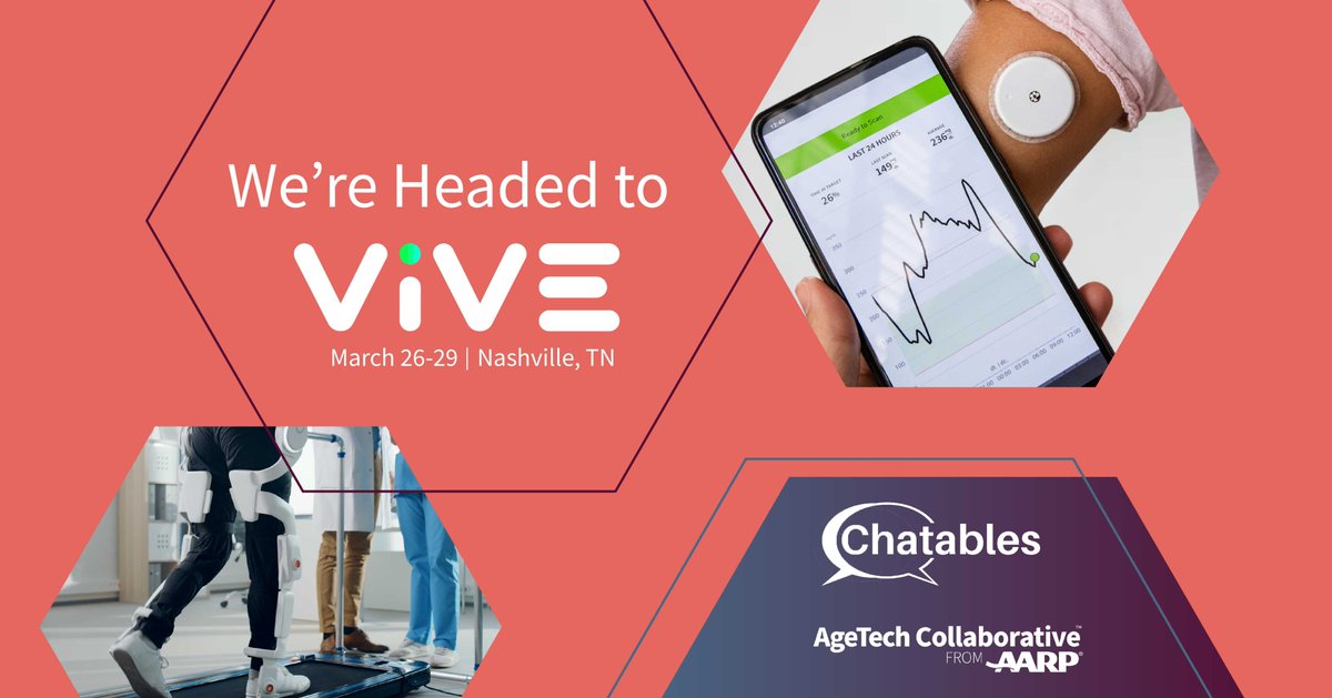 Talks2Bots's tweet photo. Excited to be heading to Nashville soon for the  @theviveevent!
@Chatables is exhibiting alongside @agetechcollab with other #ditigalhealth startups.
We'll be showcasing how our conversational AI can improve quality of life for isolated older adults.
#ATCxViVE #ViVE2023 https://t.co/VCPC9xTXKK