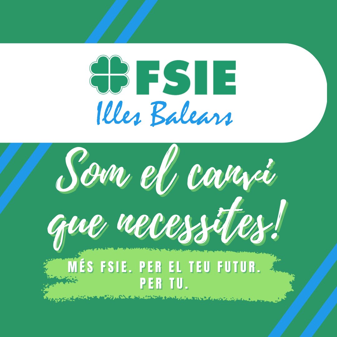 fsieib's tweet photo. FSIE Illes Balears🍀 és el teu sindicat. Dialogant, transparent, honest i plural. Som el canvi que estaves esperant! Més FSIE, per tu, per el teu futur! 🧑🏫👩🏫#compromisosFSIE #fsieib #comunitatFSIE #elcanviquenecessites #canviaaFSIE #ambtuFSIE https://t.co/OeuGg18PRp