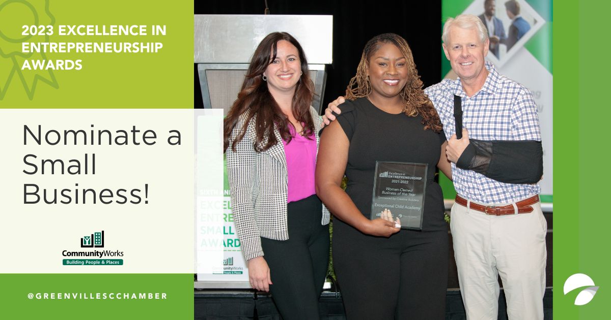 GvilleChamber's tweet image. Our Excellence In Entrepreneurship Award nominations are open until March 15th! Thanks to our presenting sponsor @bcbssc! 

Don&apos;t wait to nominate someone: loom.ly/GT2LLiY 

#award #entrepreneur #business #smallbusiness #apply
