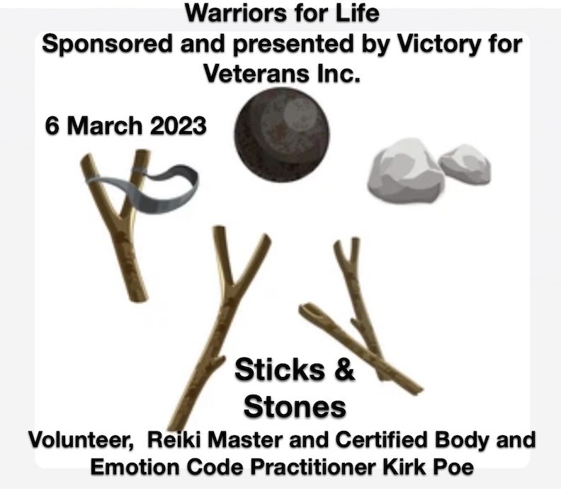 victoryvets's tweet image. Join Kirk TONIGHT for "Sticks and Stones!" with Warriors for Life (WFL), Presented by Victory for Veterans, Inc. (VFV)!

victoryforveterans.org/post/join-kirk…

TONIGHT's Topic: "Sticks and Stones!" 

"You are Worthy of Every Opportunity to Heal"