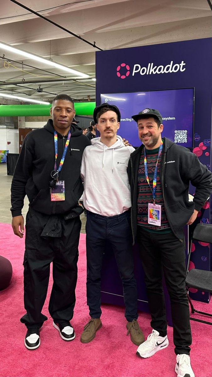 pendulum_chain's tweet photo. 📸 Snapshot of #ETHDenver2023

The growth team has been repping #DotSama at #devtopia!

We've been getting the word out there and gave out 🔥 merch!

Thanks to @Polkadot for running the booth and everyone dropping by! https://t.co/5O72Vbx9fY