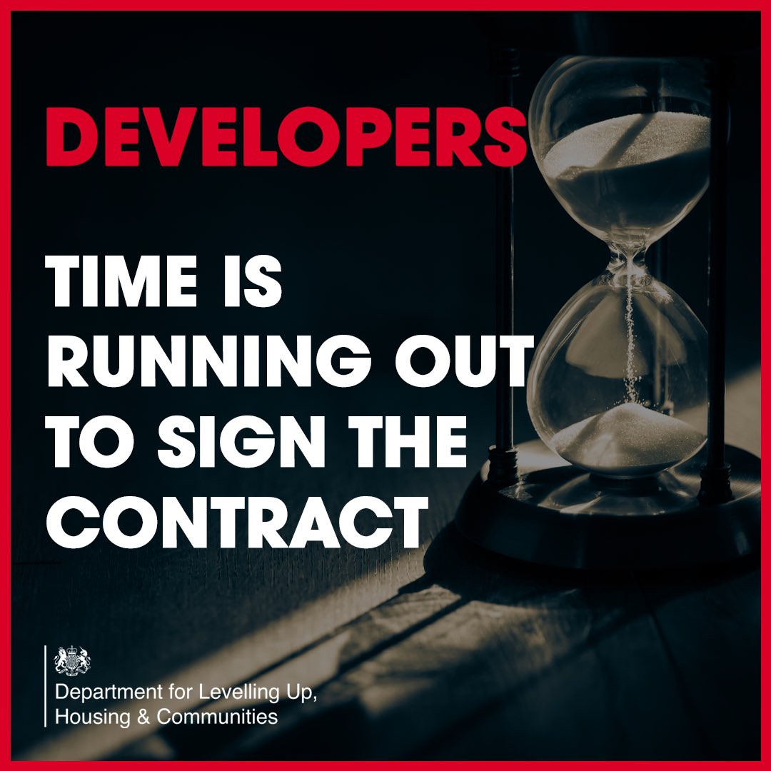 Developers: you have one week to sign the building safety contract to fix unsafe buildings you are responsible for or you will be banned from operating in the housing market.