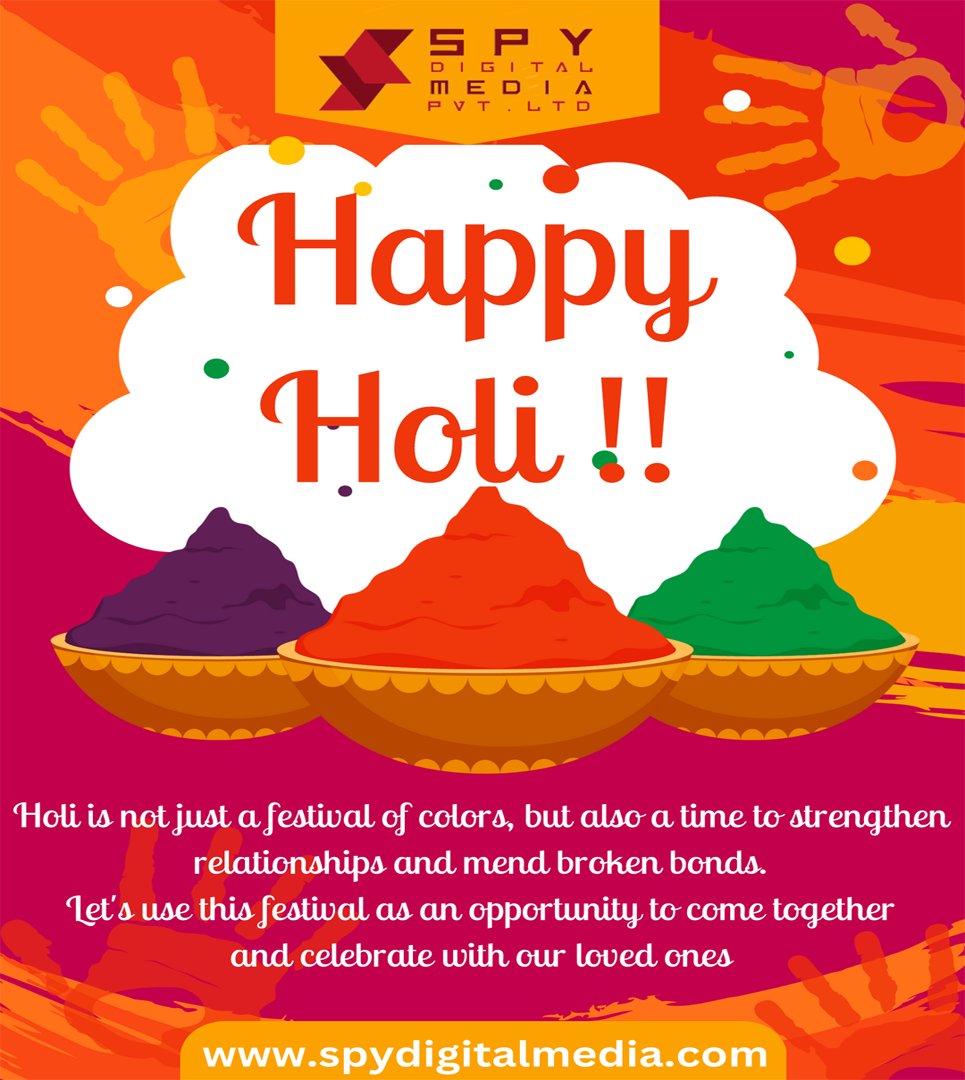 SpyDigitalMedia's tweet photo. This 2023 Holi may bring lots and lots of colourful seasons and days in your life filled with plenty of happiness and love. Wish you a very Happy Holi”

https://t.co/lCqsW3MxfA

#digitalmarketing #marketing #socialmediamarketing #socialmedia #seo #holi #holifestival #happyholi https://t.co/qDCINS1dwY