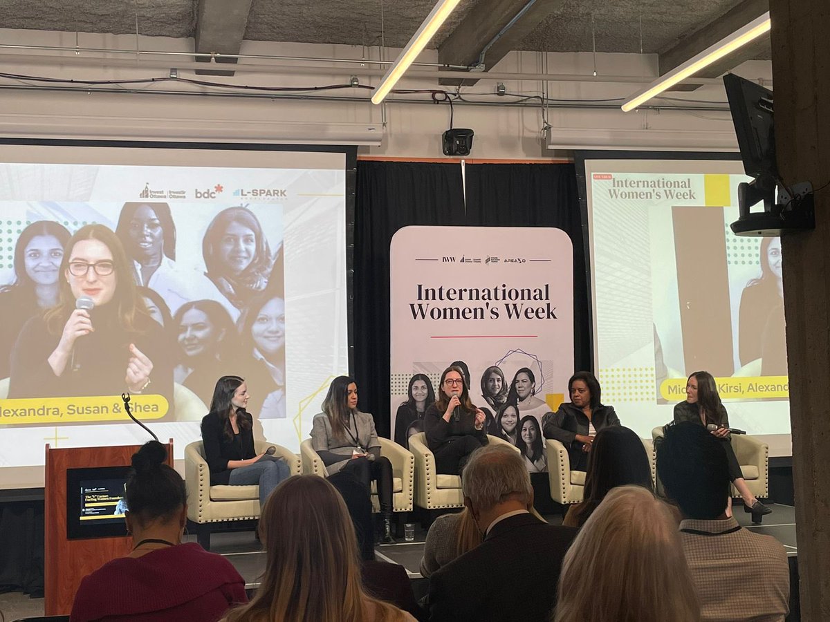 Listening to incredible women leaders in tech speak about how they overcame barriers in the workplace and achieved their career goals @Invest_Ottawa #WeMeanBusiness #IWW2023