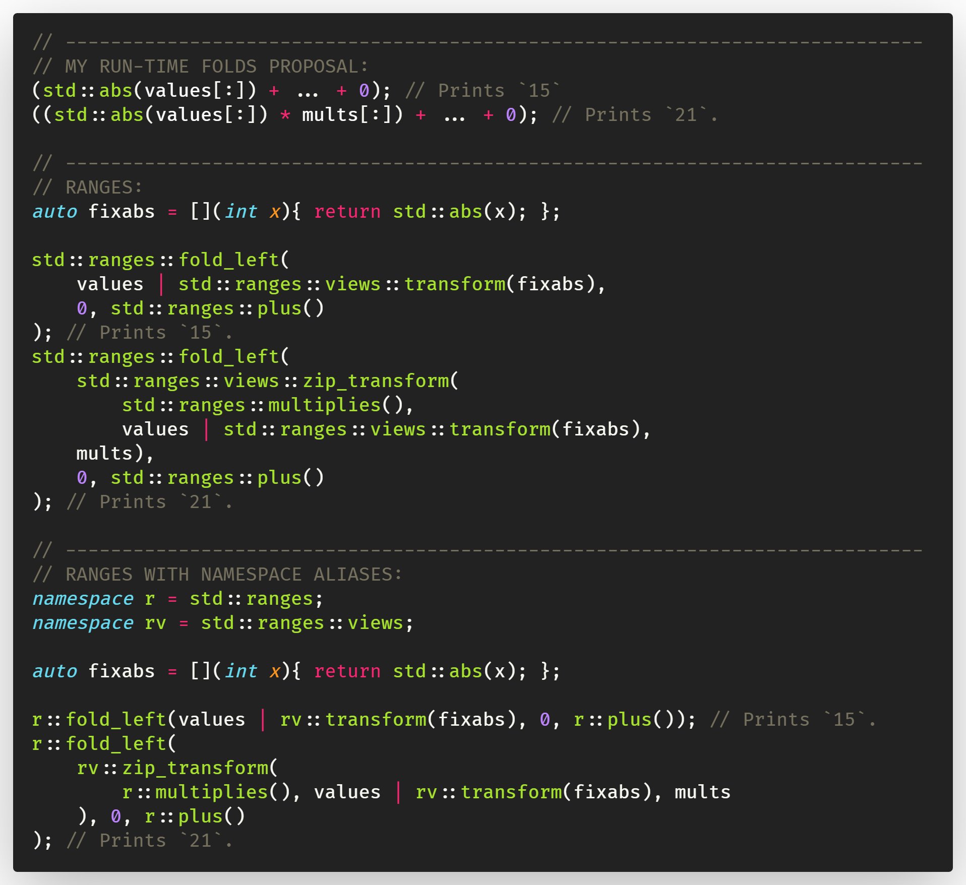 Vittorio Romeo on Twitter of cpp runtime fold