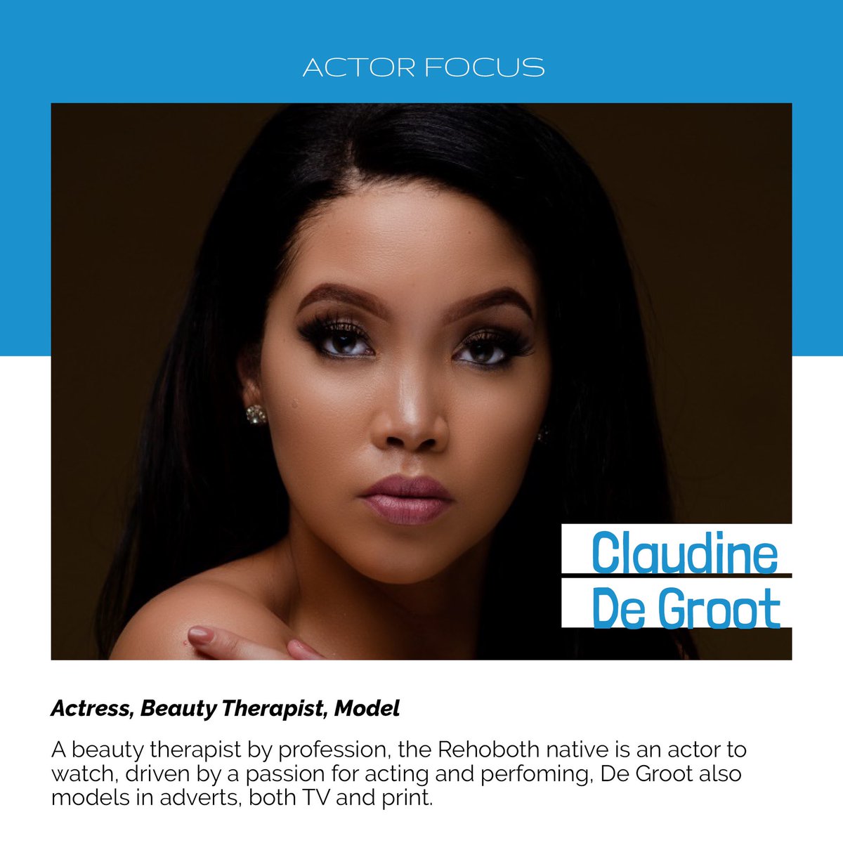 Namibia_F_C's tweet image. We are pleased to inform you that the lovely @claudinedegroot is our #Actorfocus for Women’s Month.🌸🥳

Swipe left to see where you may have seen her! 

#namibianactor #namibianfilmcommission #march #womensmonth