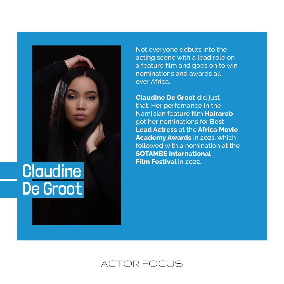Namibia_F_C's tweet image. We are pleased to inform you that the lovely @claudinedegroot is our #Actorfocus for Women’s Month.🌸🥳

Swipe left to see where you may have seen her! 

#namibianactor #namibianfilmcommission #march #womensmonth