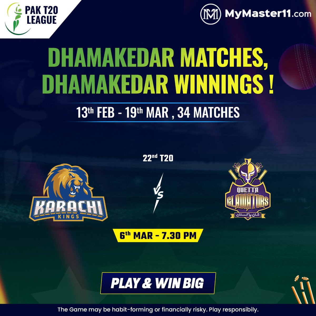 MM11official's tweet photo. DHAMAKEDAR MATCHES,
DHAMAKEDAR WINNINGS!!
Big Event for the Day!
.
🔥KARACHI KINGS VS QUETTA GLADIATORS🔥
MATCH AT 07:30 PM
.
Join The Action 
Download now👉👉:- https://t.co/603NPRgVew
.
#pakistansuperleague #pakt20
#cricketfans #cricket #crickbuzz  #dubai #cricketlovers https://t.co/xFV5r51zRg