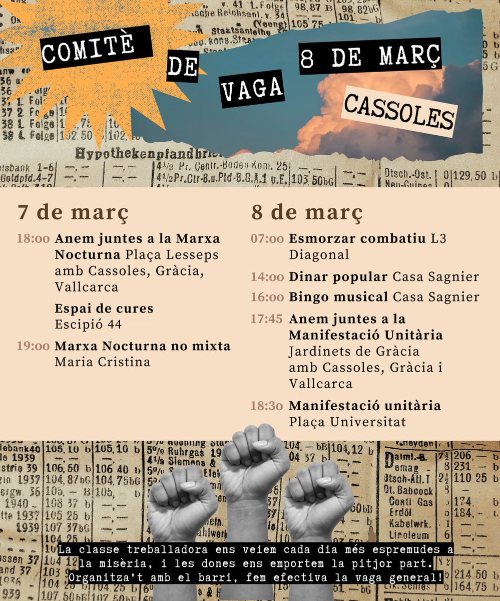 ❤️‍🔥 Comencem el març alçant la veu i els punys! El #7M anem plegades a la mani nocturna i el #8M fem vaga general feminista.