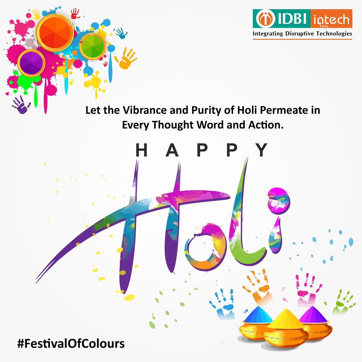 Let the Vibrance and Purity of Holi Permeate in Every Thought Word and Action.
Wish everyone a very Happy Holi! 🔥

#HappyHoli #IDBIIntech #FestivalOfColors #SplashOfHappiness #LetTheColorsSpeak #HoliVibes #ColorfulCelebrations #BrightAndBeautiful #UnityInDiversity