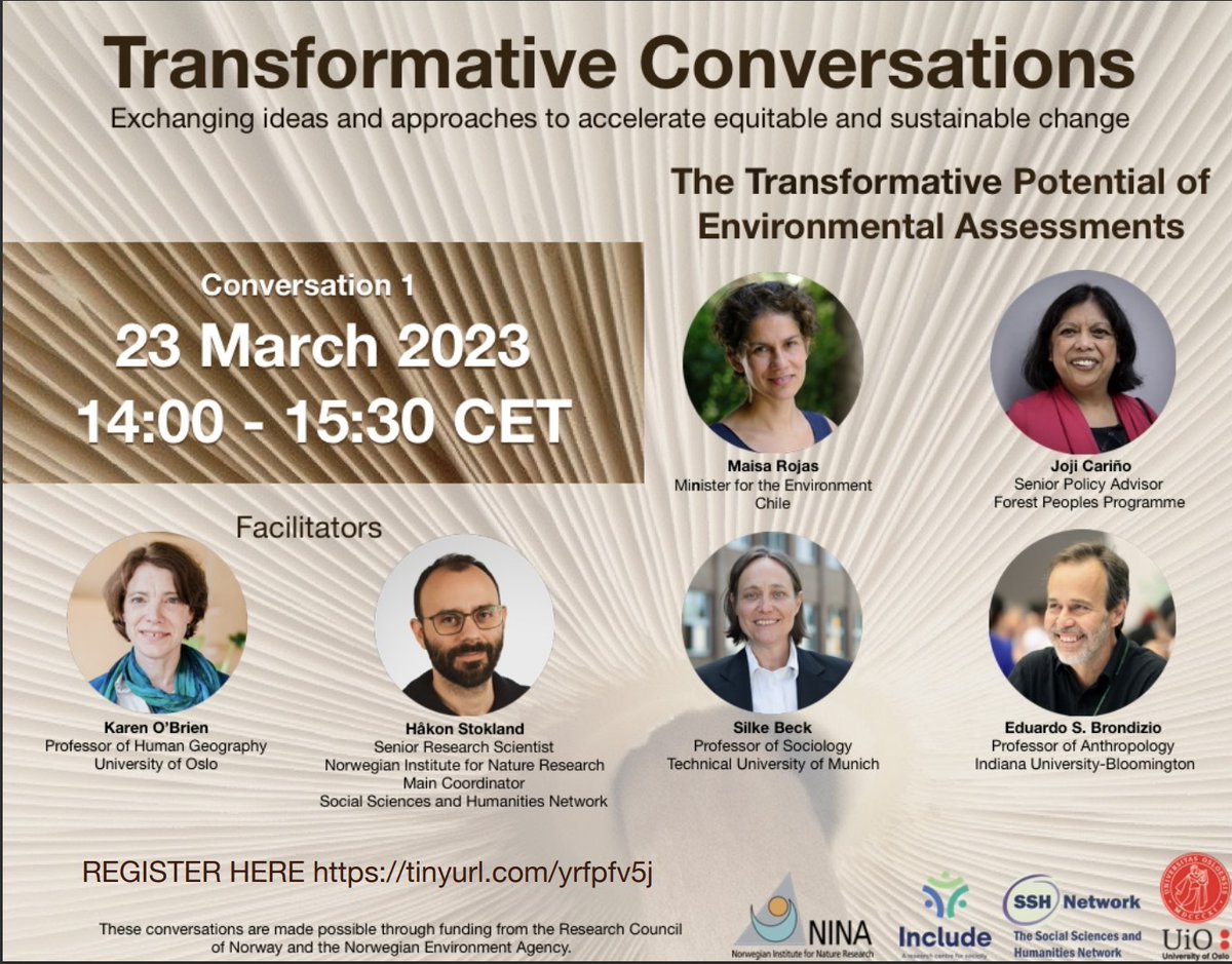 📽️The SSH Network webinar series continues with three 'Transformative Conversations' this semester! 🗣️The first conversation will investigate the transformative potential of environmental assessments. ✍️Registration is required and can be done here: tinyurl.com/yrfpfv5j
