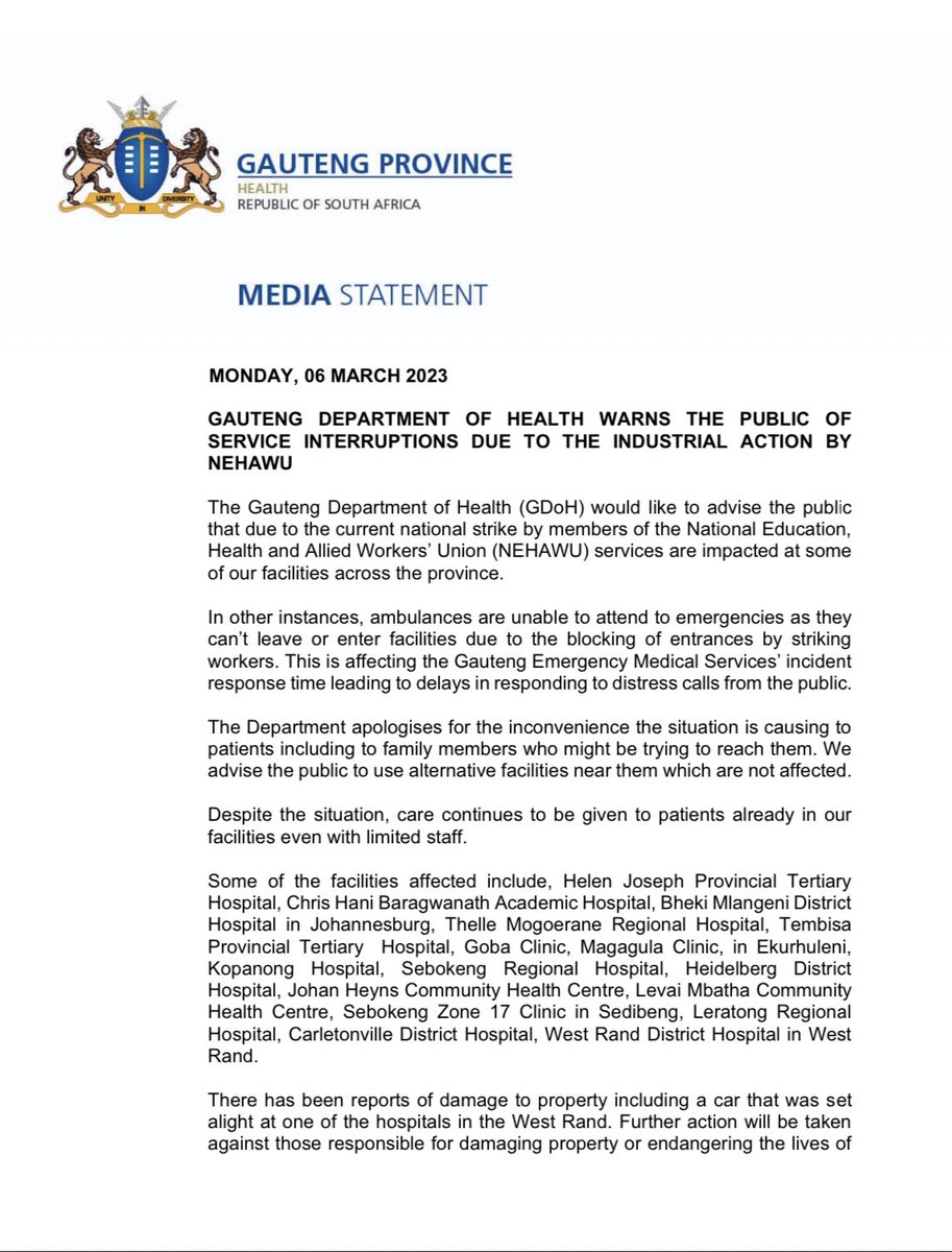 Gauteng Health tweet media