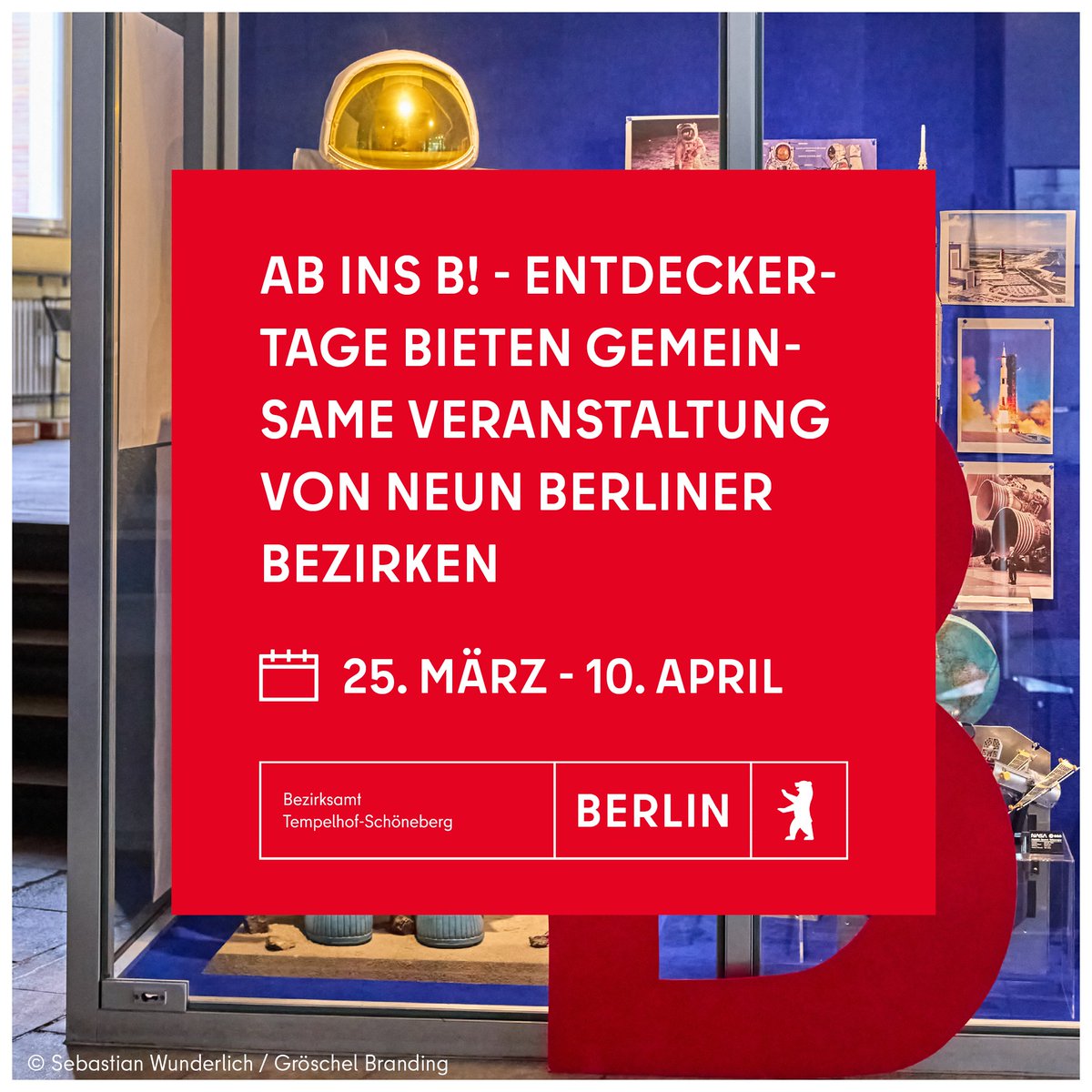 BerlinTempSchbg's tweet photo. Vom 25. März bis zum 10. April 2023 haben Sie die einmalige Gelegenheit, im Rahmen der Entdeckertage geballt und zu besonderen Konditionen Ihr Berlin zwischen S-Bahnring und Stadtgrenze zu entdecken. 🔍 #AbInsB
ℹ️ https://t.co/QDn0nqXQi0 https://t.co/hoGLkxDX2A