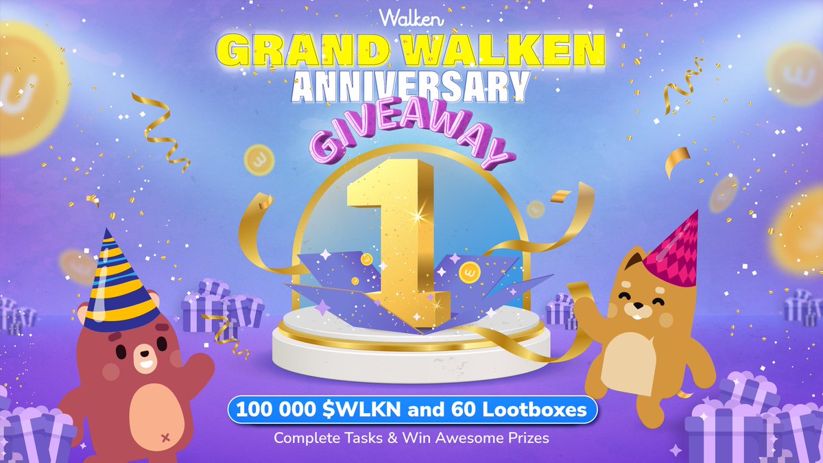 🎉🎊 CELEBRATING ONE YEAR: WALKEN ANNIVERSARY GLEAM CONTEST 🗓 Dates: March 6 Mar - 1 Apr, 2023 💰 Prize Pool: 100 000 $WLKN + 60 Lootboxes 🏆 Total Lucky Winners: 150 Participants 🏵 Distribution: April 10, 2023