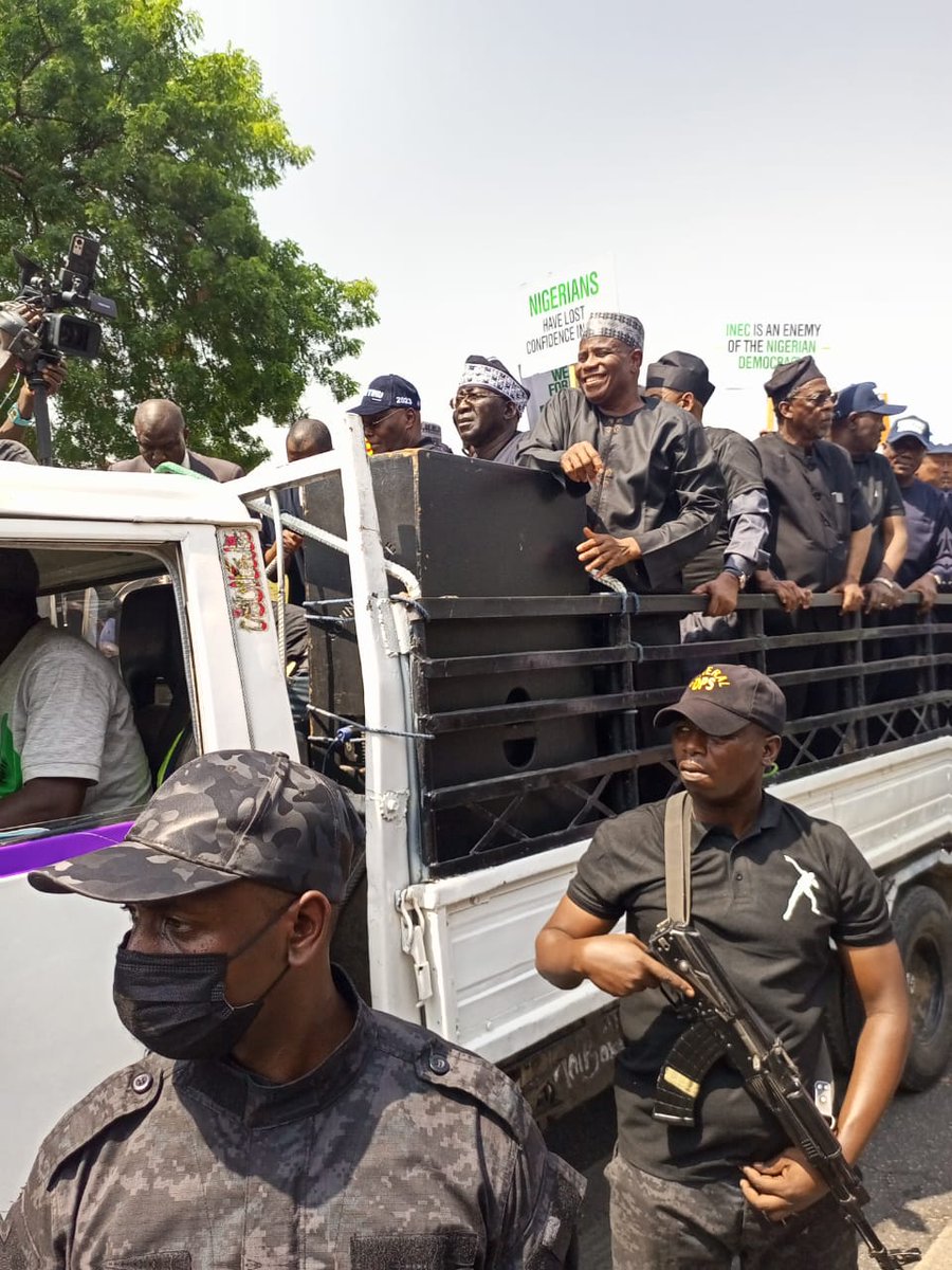 PHOTOS: Atiku, Ayu, Tambuwal lead PDP's protest on INEC
