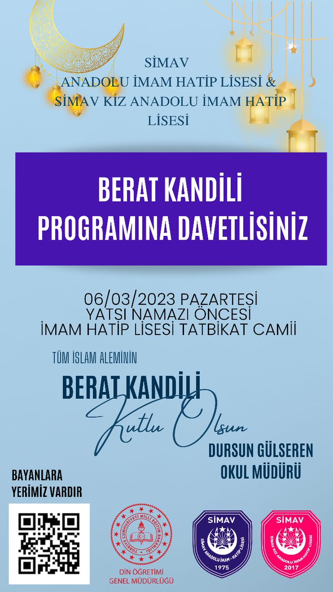 6 Mart Pazartesi günü yatsı namazı öncesi okulumuz tatbikat camisinde gerçekleştireceğimiz programa davetlisiniz.