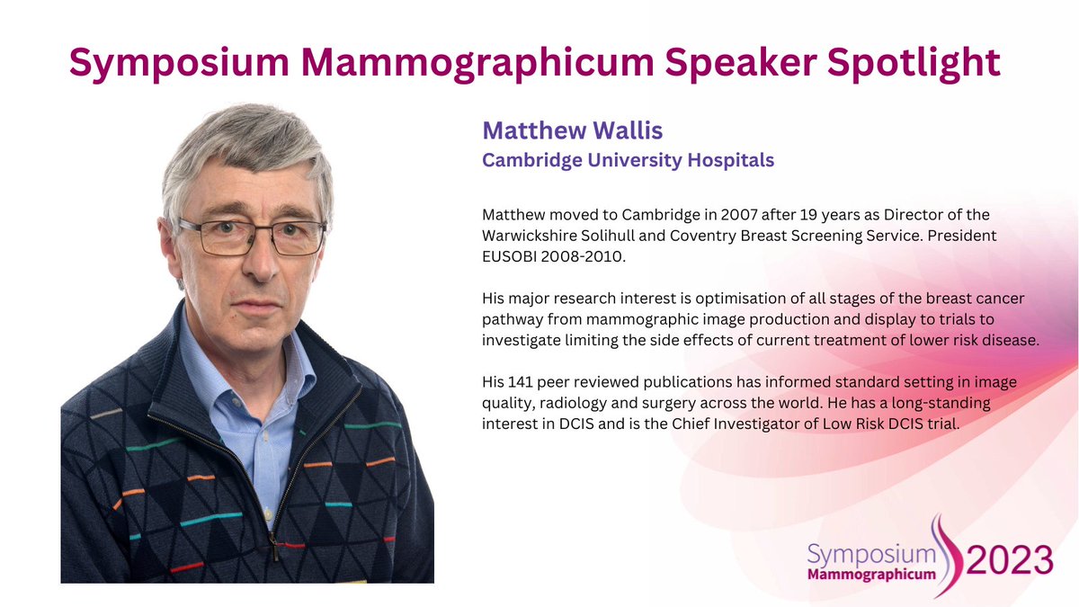 SympMamm's tweet photo. #Sympmamm2023 Speaker Profile: Dr Matthew Wallis
Learn more about our conference programme and register here: https://t.co/dQPtMJhZTu
#breastimaging #breastcancercare #breastcancerconference https://t.co/ozeMFQuDYf