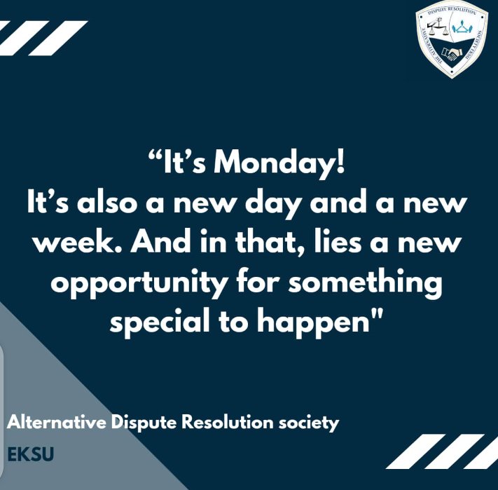 adrsociety_eksu's tweet photo. Wishing you a great week, from EKSU ADR society.🥂

#mondaytea #adr https://t.co/1RlMv437u4