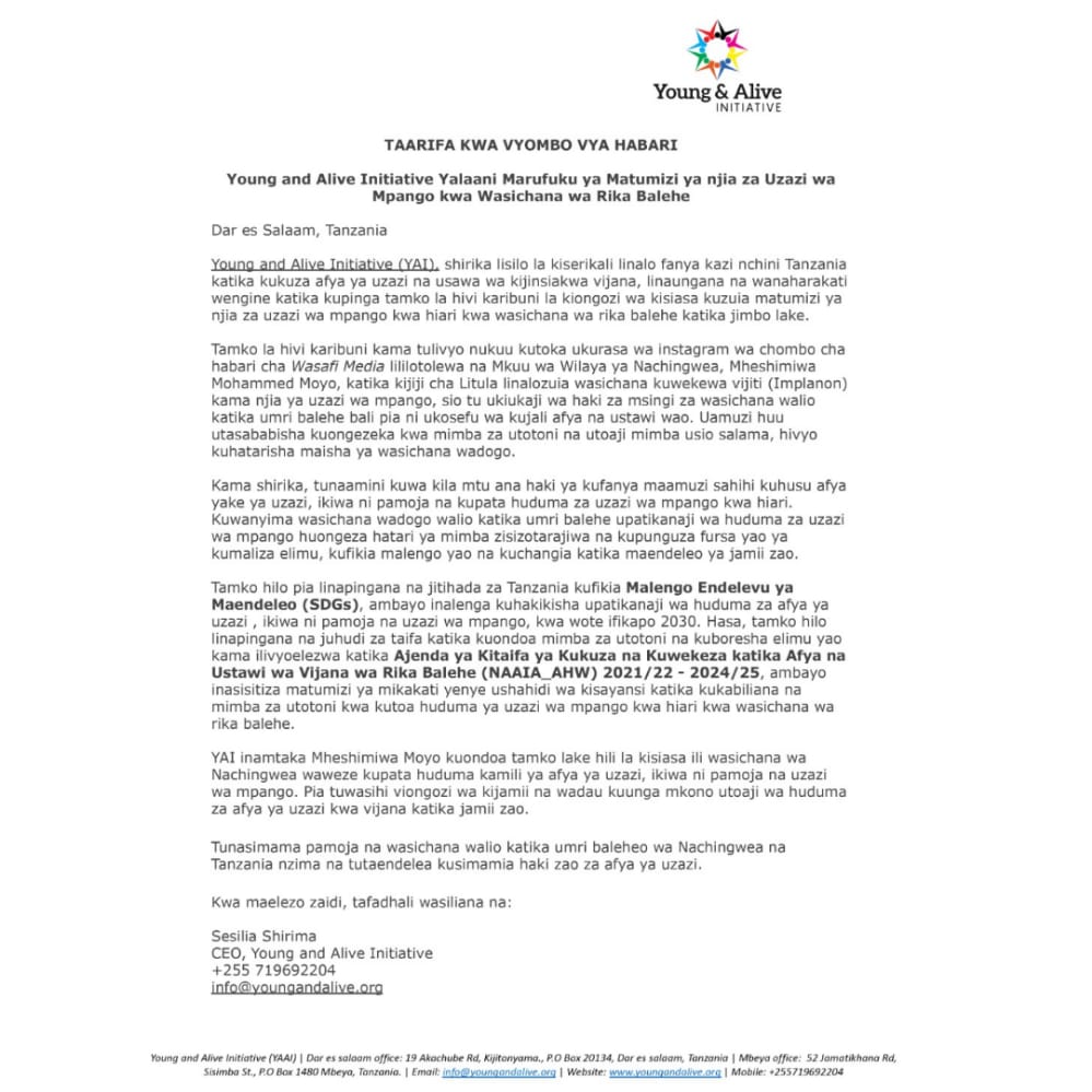 youngandalivetz's tweet image. Young &amp;amp; Alive Initiative @youngandalivetz joins other activists in opposing the declaration to prevent the voluntary use of contraceptive methods for adolescent girls.
#SRHR #Contraceptiveuse