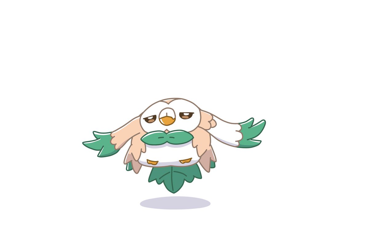 rowlet pokemon (creature) no humans half-closed eyes white background owl bird simple background  illustration images
