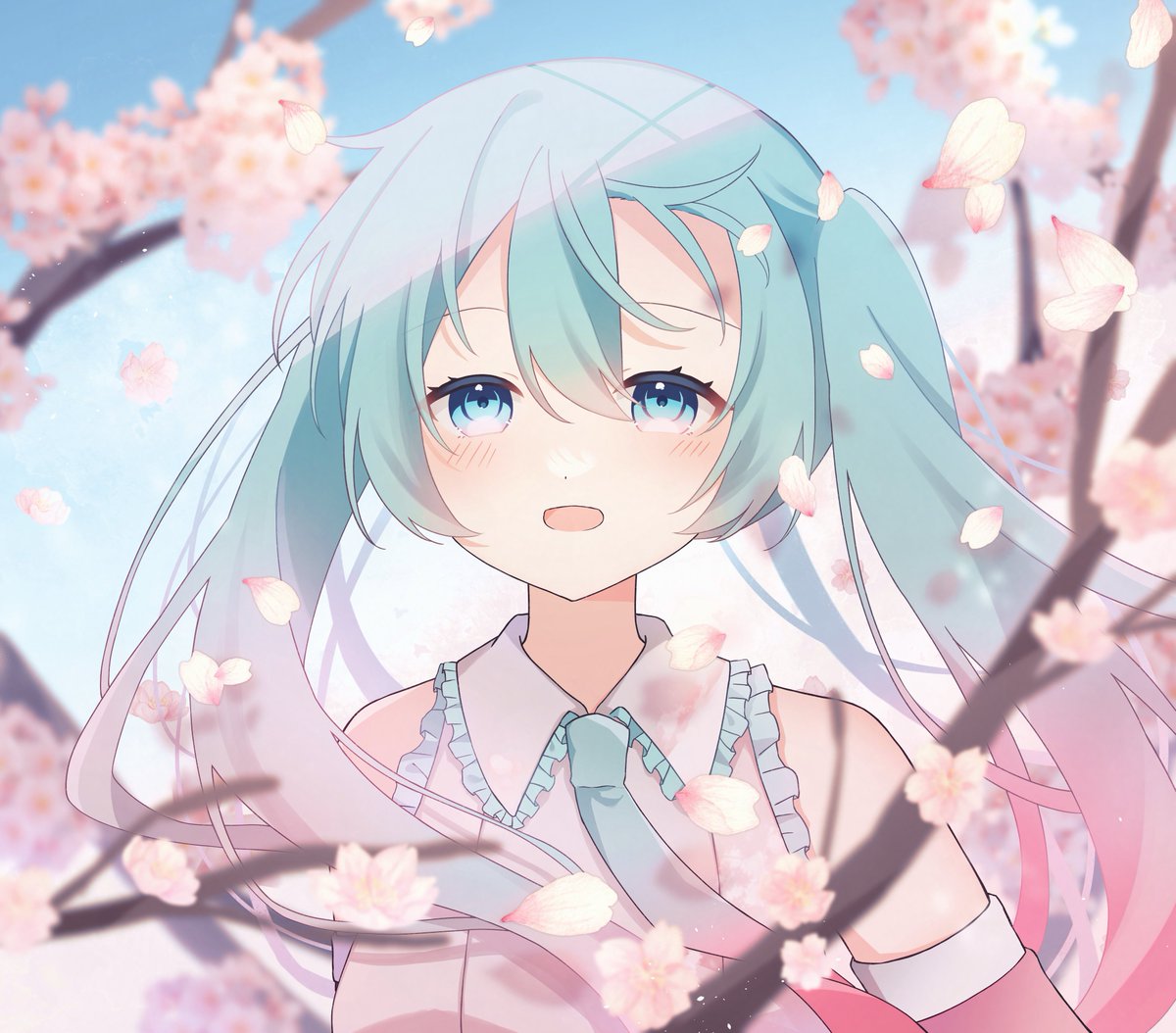 初音ミク 「春はもうすぐ#初音ミク 」|ゆめは@4/5(水)21時〜記念配信🎉のイラスト