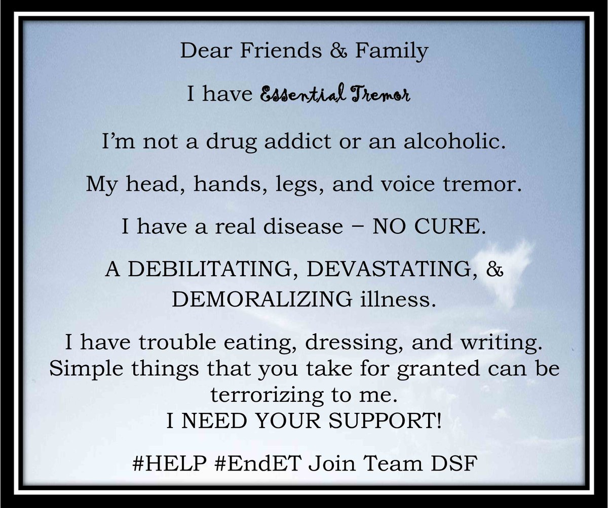 et_dsfoundation's tweet photo. March is Essential Tremor Month & March16th, 2023 is Worldwide Essential Tremor Day Register now for a special ET Talks Thursday March 16, 2pm ET https://t.co/0RBIWfJU3U #diannshaddoxfoundation #esssentialtremor #ettalks #teamdsf #endet https://t.co/JdprGT2LE5