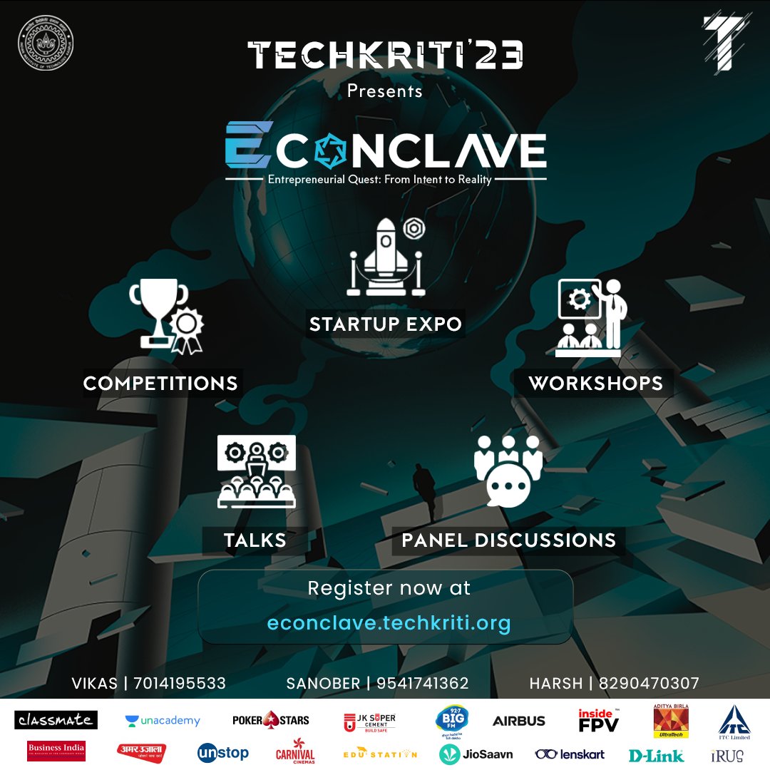 techkriti_iitk's tweet photo. E-Conclave is a platform for all enthusiasts to come together, learn network, and get inspired. Don't miss this opportunity to be a part of this amazing event!
Register now at https://t.co/B6QRYyxX3E .
#techkriti #econclave #iit #iitk #techkriti23 #entrepreneurship #startup https://t.co/h4nU1r7LvV