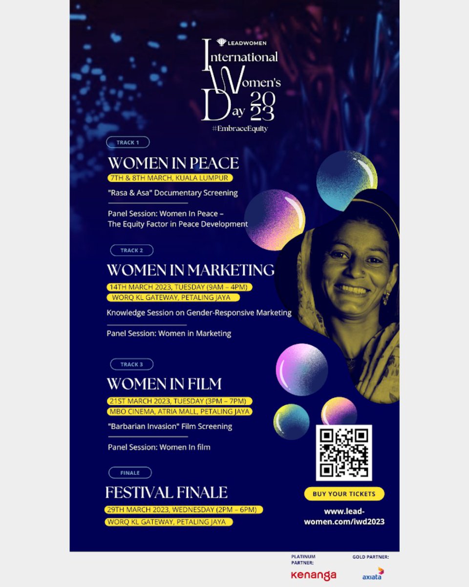 #EmbraceEquity ⚖️⚥ Join our events happening around Kuala Lumpur and throughout March, in celebrating women in peace, marketing and film!

🔎 lead-women.com/iwd2023