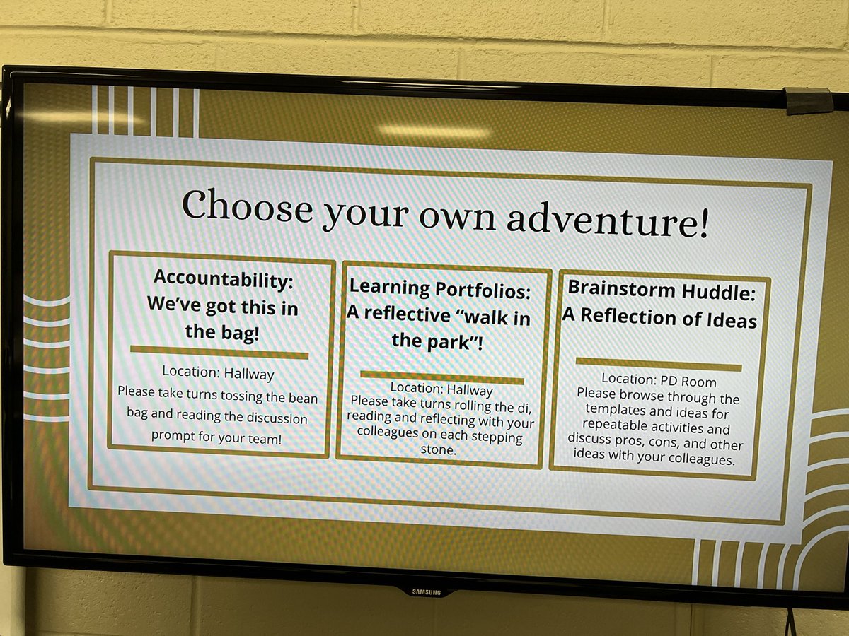 PrincipalProj's tweet photo. Could your teachers use more strategies for setting up small-group and independent learning time?
In this "Choose your own adventure" PD, Ts try out the strategies they can then use with their students.
(#PrincipalHack via P @Ms_Bazz, PD via educator @MrsJanuszyk) https://t.co/Yde7woNNEf