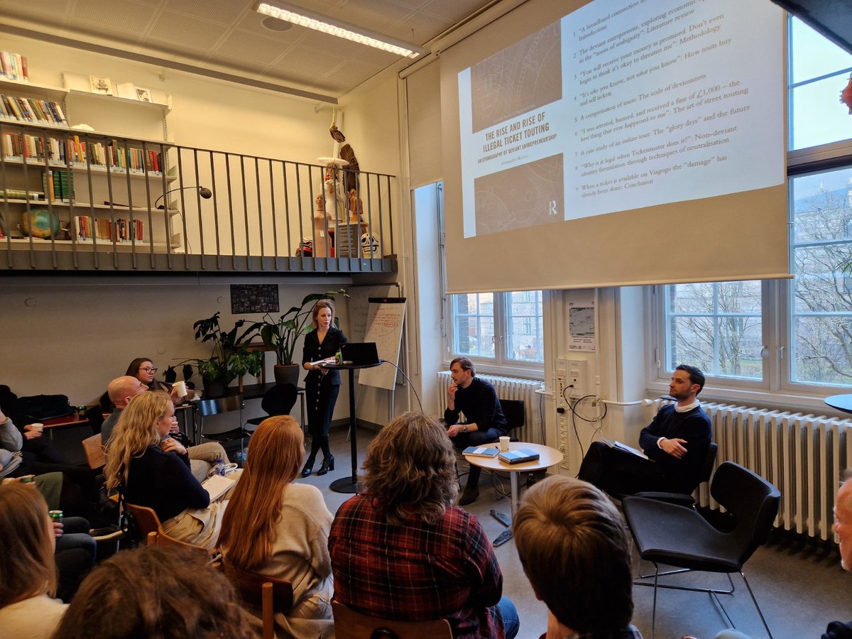 lhoiry's tweet photo. Pleasure and privilege to contribute to my friend and colleague @Moretti131's book launch in Copenhagen last week. A brilliant ethnographic account of illegal ticket touting and the 'craft' of deviant entrepreneurship. Thanks again to @KuSamf and @JakobDemant for the invitation. https://t.co/o7JbNHHDw4