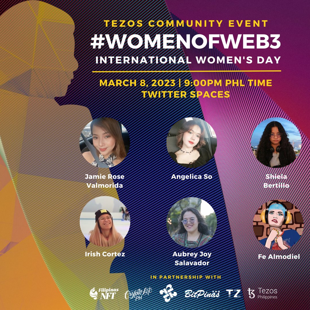 💎TEZsup! 
🎉Join us this Wednesday!

🗓March 8, 2023
🕗9:00PM
💎Women of Web3

<a href="/angelicasoart/">Angelica So 🤍🐰✨</a> 
<a href="/obricake_/">Aubrey Joy Salvador</a> 
<a href="/jammers005/">Jamie Rose</a> 
<a href="/shiela_bertillo/">Shi | BitPinas</a> 
<a href="/0x_reese/">reese</a>  
<a href="/fe_almodiel/">Fe Almodiel</a> 
<a href="/kathyjah/">Katherine Ng (d/acc)</a> 

📌Reminder here: x.com/i/spaces/1dRKZ…

#Tezos #womenofweb3 #DigitALL #WEcanbeEquAll  #EmbraceEquity