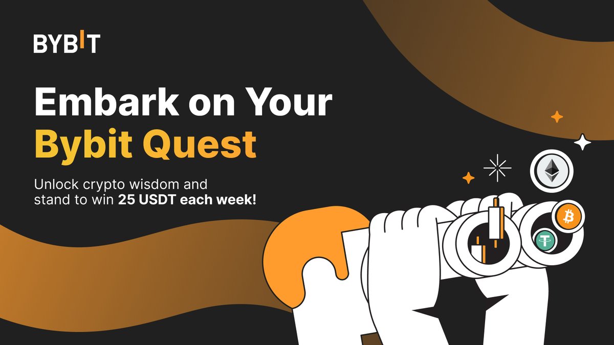 Bybit_Official's tweet photo. Ready to embark on the next #BybitQuest?
๐ค This week, it's all about Trading Bots.
Stand a chance to win 25 $USDT by getting started with the Quest here: https://t.co/R1xc3jClHD
#Bybit #TheCryptoArk https://t.co/eLmYxZFqGS