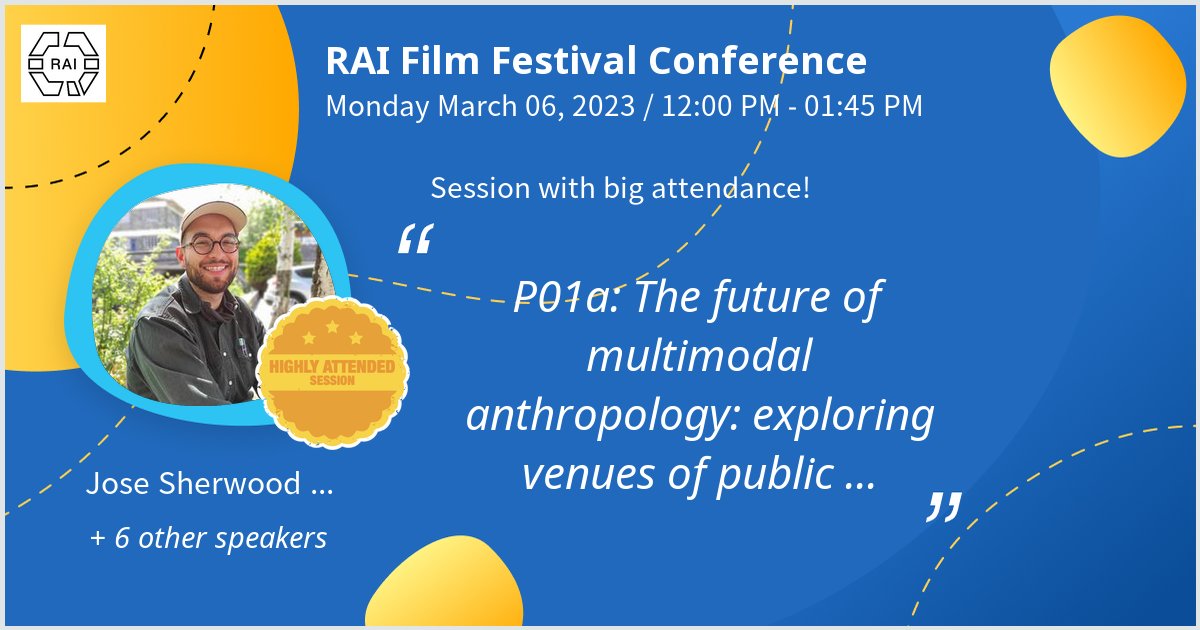 Presenting a talk at RAI Film Festival Conference on P01a: The future of multimodal anthropology: exploring venues of public engagement and academic publishing.. Thanks for the great turnout! #raiff23 - via #Whova event app