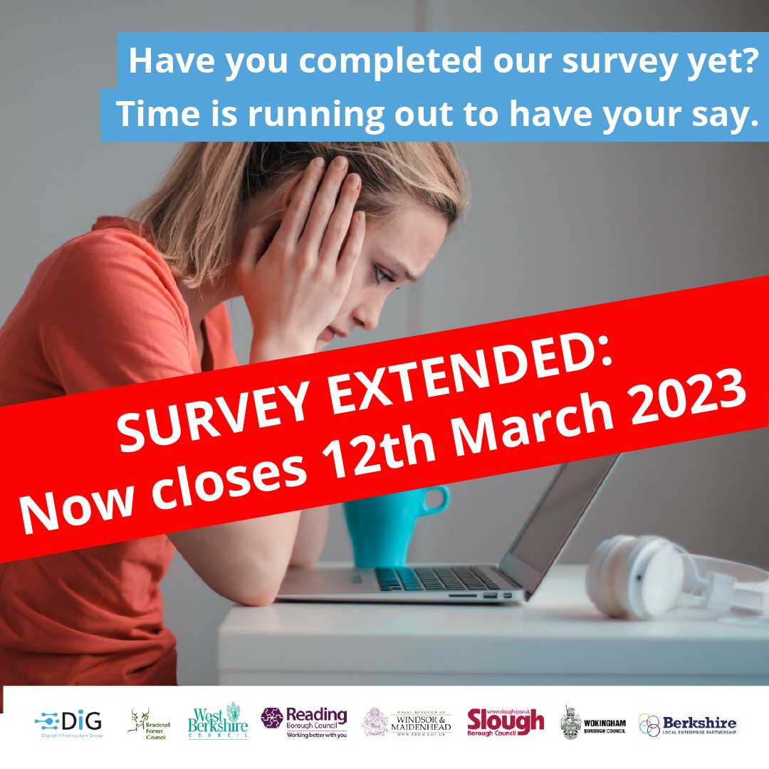 BerksDIG's tweet photo. Still time to have your say in our #digitalinclusion survey. https://t.co/0M6NwBupiV  Your views are really important to us #connectedberkshire #whatmakesyouclick @ReadingCouncil @WestBerkshire @SloughCouncil @WokinghamBC @RBWM @BracknellForest @TValleyChamber https://t.co/OfXj3hiCqr