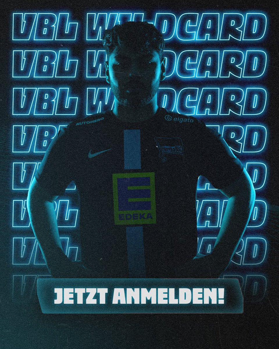 JETZT ANMELDEN! 🎮🥳

Kämpfe um den Einzug zur Deutschen Meisterschaft im #eFootball beim #VBL Club Wildcard Turnier von <a href="/HerthaBSC/">Hertha BSC</a>. 
 
🗓️ 19.03.2023
⏰ 18:00 Uhr
🎮 95er Modus 
🎟️ Zugang VBL Open Playoffs 22/23 🇩🇪

➡️ herthab.sc/eSport-Wildcar… 👈🏽

#BSCeSport #HaHoHe