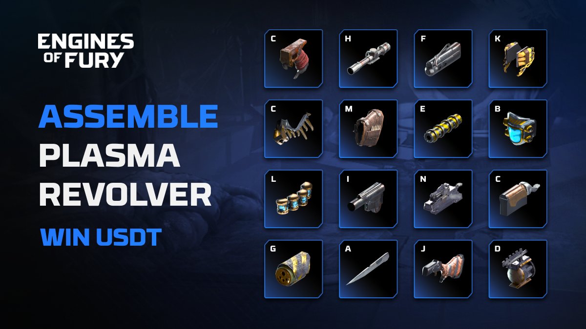 EnginesOfFury's tweet photo. 🔫 Assemble Plasma Revolver &amp; win USDT!

New challenge for fellow gunslingers. The rules are simple:
🐦 RT &amp; follow 
@EnginesOfFury

💬 Put all right parts in a 5-letter combination &amp; drop in the comments
🔚 MAR 13 https://t.co/A5Uxk6u7if